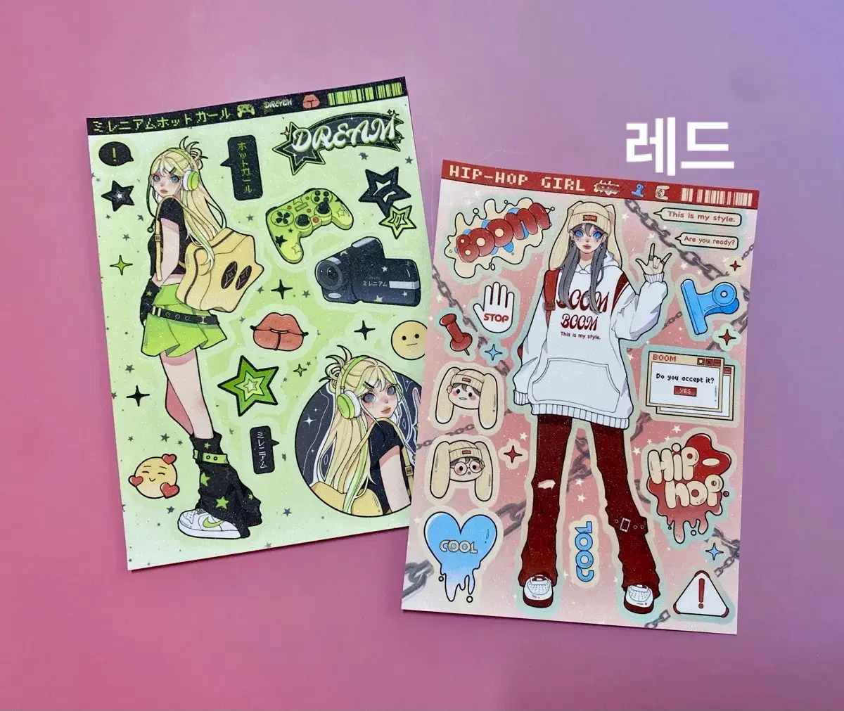 [씰스티커] 힙걸 씰 스티커 2종 (레드 블랙)