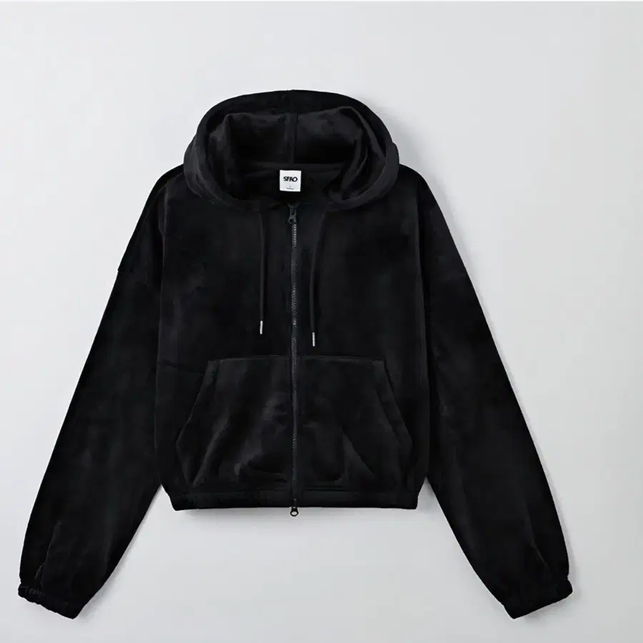 SPAO 벨벳 후드집업 블랙