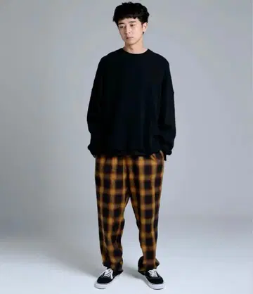 DELUXE 디럭스 체크 무늬 이지 팬츠 면 M 새상품 야마다 렌