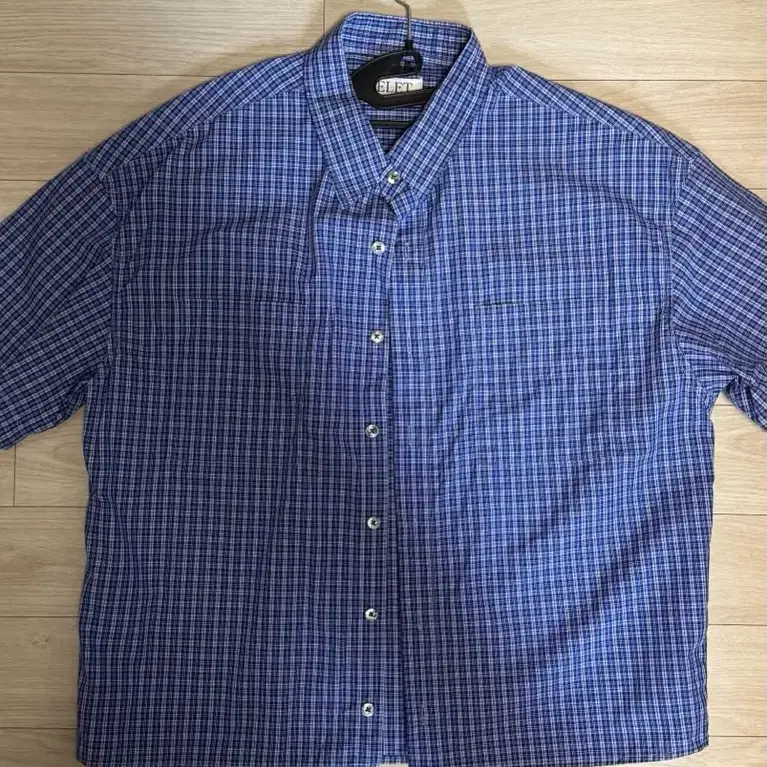 헬렛 크롭 반팔셔츠 TWO POCKET CROP CHECK SHIRTS [OCEAN BLUE]