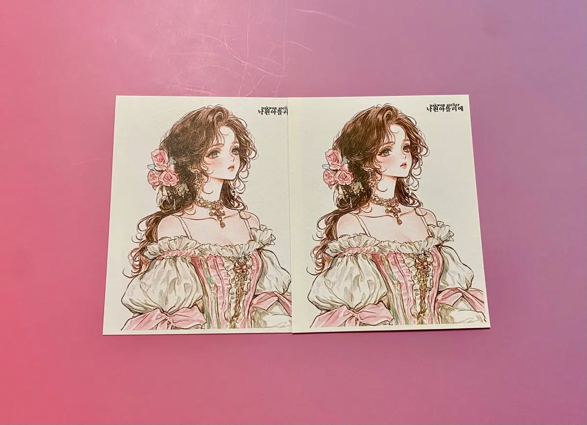 [인스] 낙원아뜰리에 인물 스티커 (핑크)