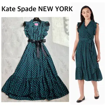 컨디션 최상 케이트 스페이드 NY 카슈쿨 도트 롱 원피스 슬리브리스