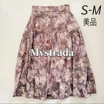 새상품급 Mystrada (마이 스트라다) [ 꽃무늬 플레어 스커트 ] 블러 처리 허리밴딩