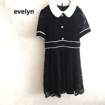 evelyn 무릎 기장 원피스 블랙 레이스 비쥬 버튼