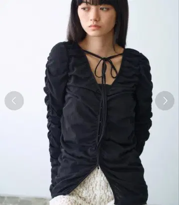 [새상품급] CODE A sheer gather cardigan 블랙
