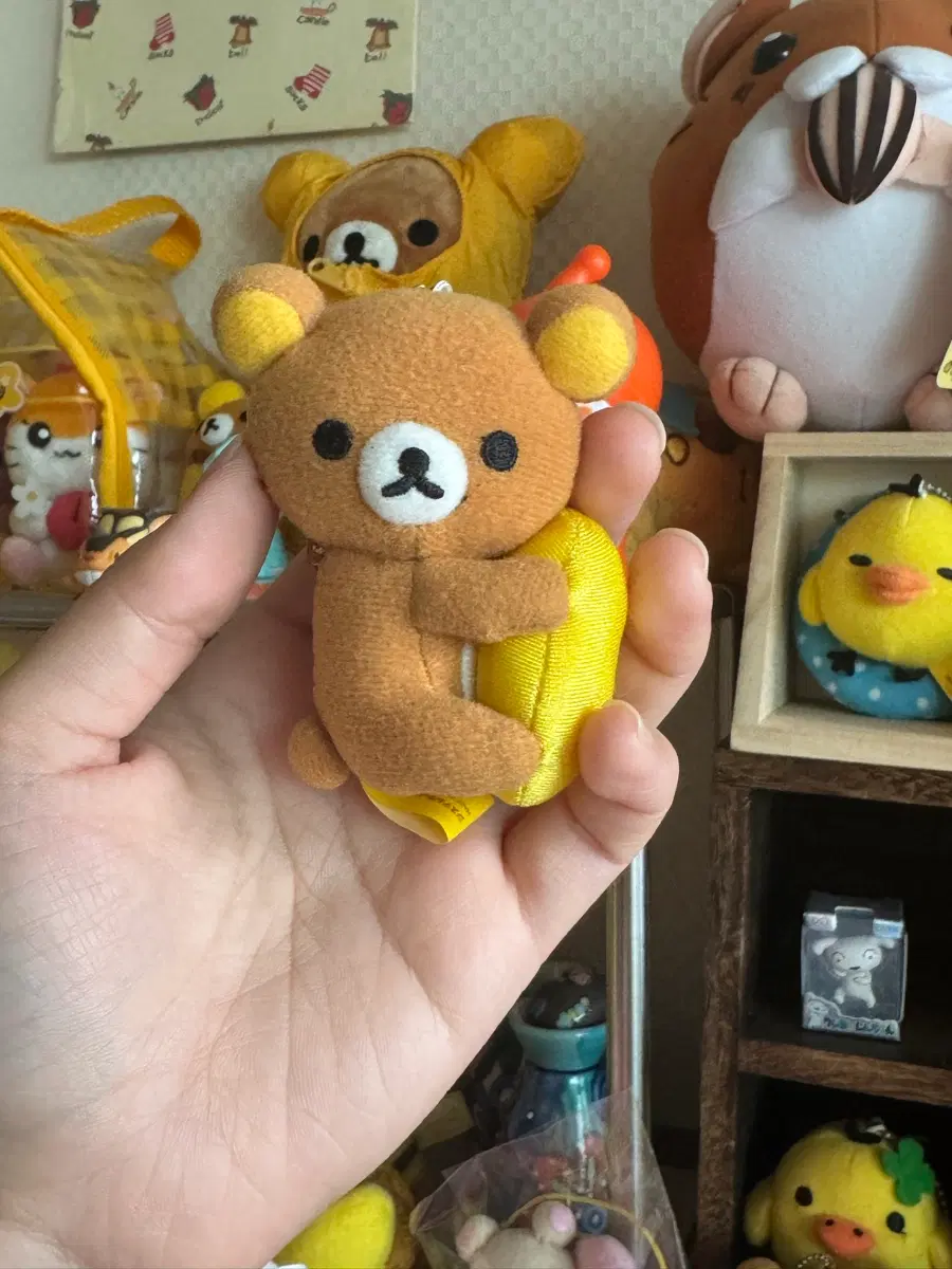 고전 레어 리락쿠마 베개 똥싸이즈 인형 키링