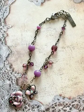 ANNA SUI 안나수이 장미 나비 버터플라이 퍼플 보라색 팔찌