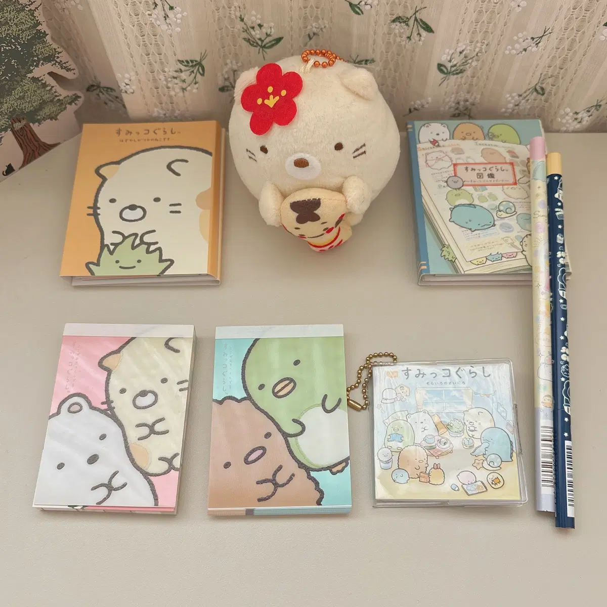 산엑스 스밋코구라시 고전 메모지 지역 한정 인형 세트 단종 연필 고양이