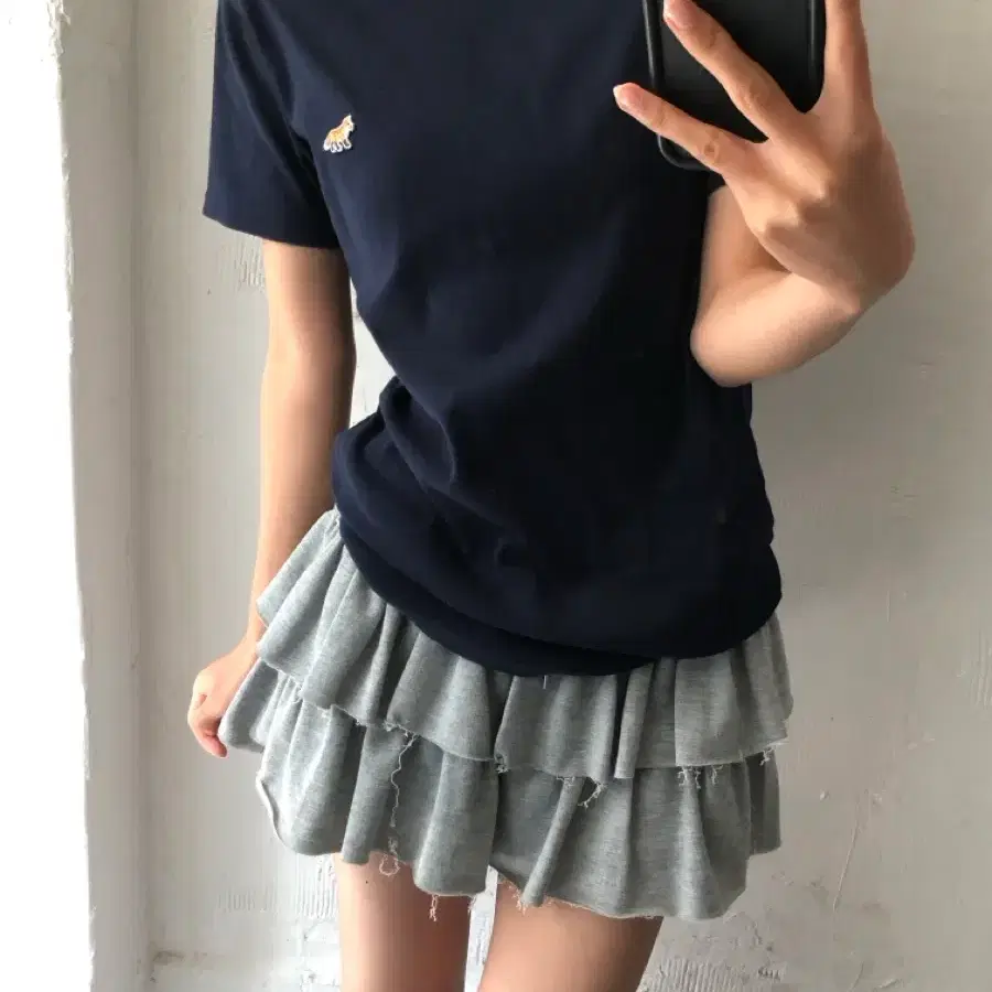 Maison Kitsune 메종키츠네 네이비 폭스 와펜 티셔츠