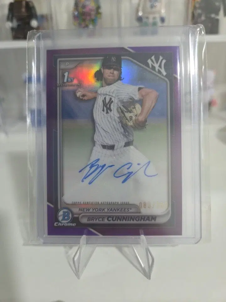 양키스)브라이스 커닝햄 1st Bowman Chrome 오토 250한정 퍼플 리플렉터