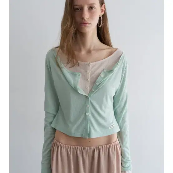 오버듀플레어 WIDE NECK MINI CARDIGAN_MINT 가디건