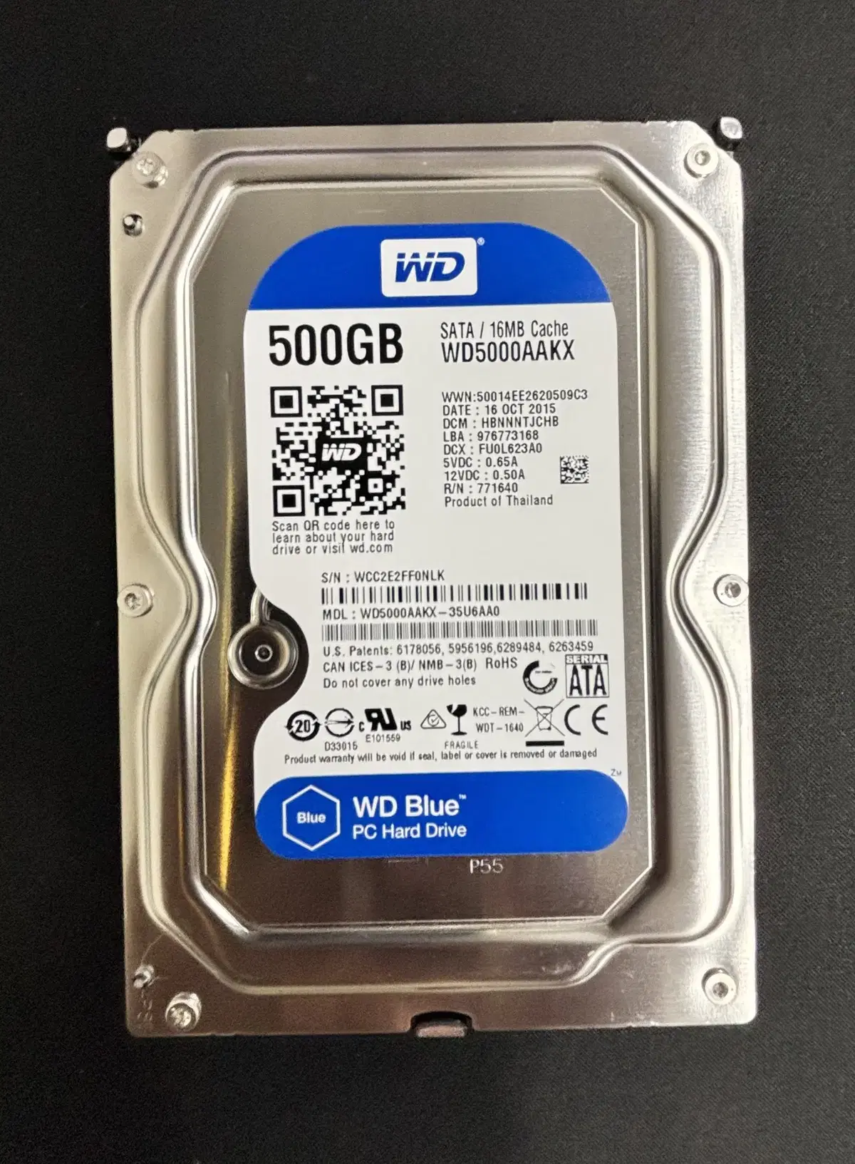 [중고HDD] WD Blue WD5000AAKX 500GB 7200RPM SATA3 데스크탑 HDD