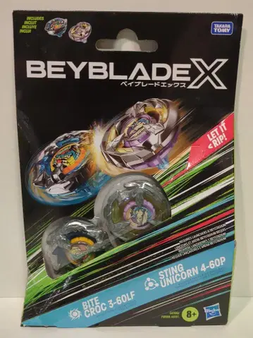 HASBRO BEYBLADE X 베이블레이드 BITE CROC 3-60LF & STING UNICORN 4-60P