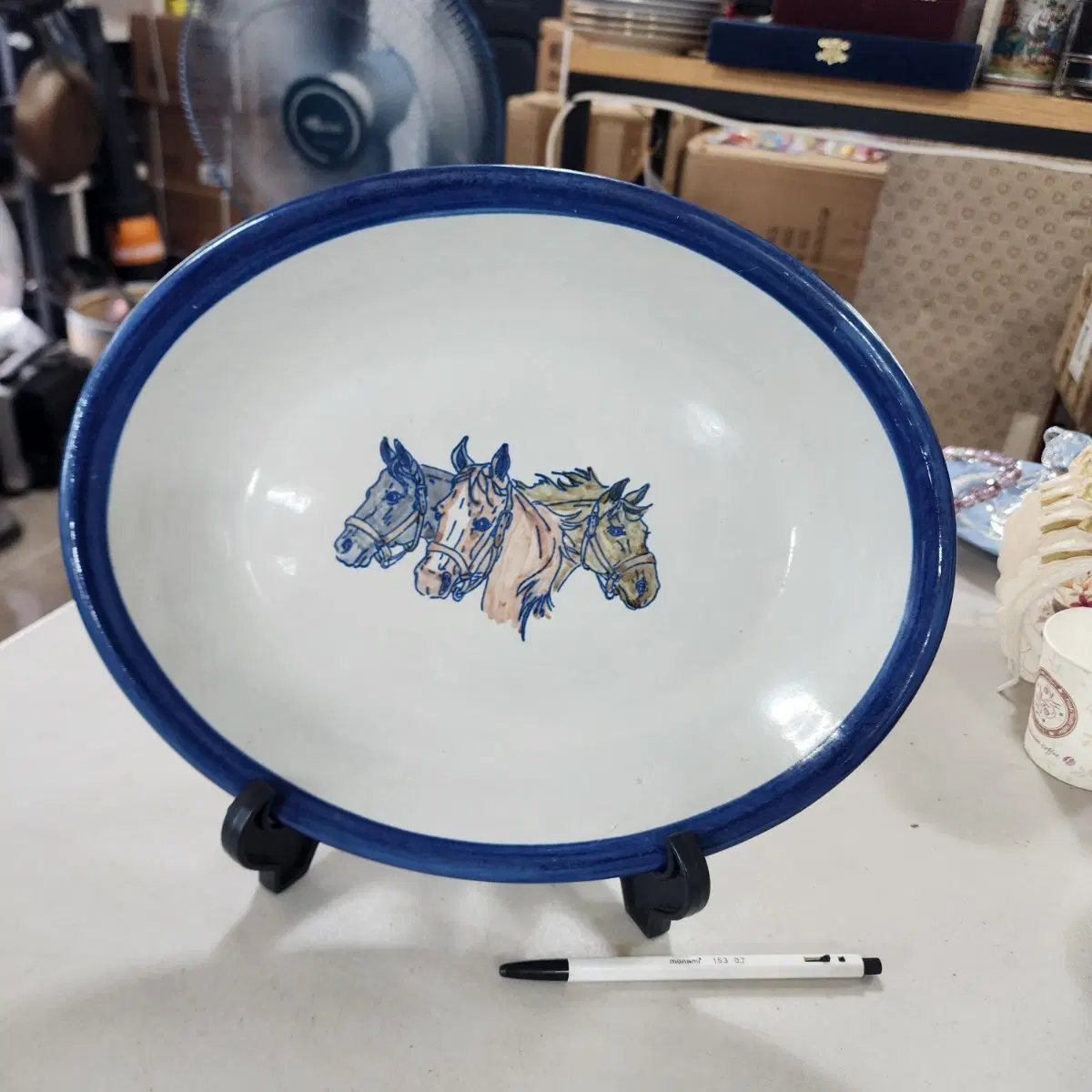 USA 루이빌 스톤웨어(Louisville Stoneware) 오벌도자기 핸드 페인티드 크기32.3cmX26.2cm