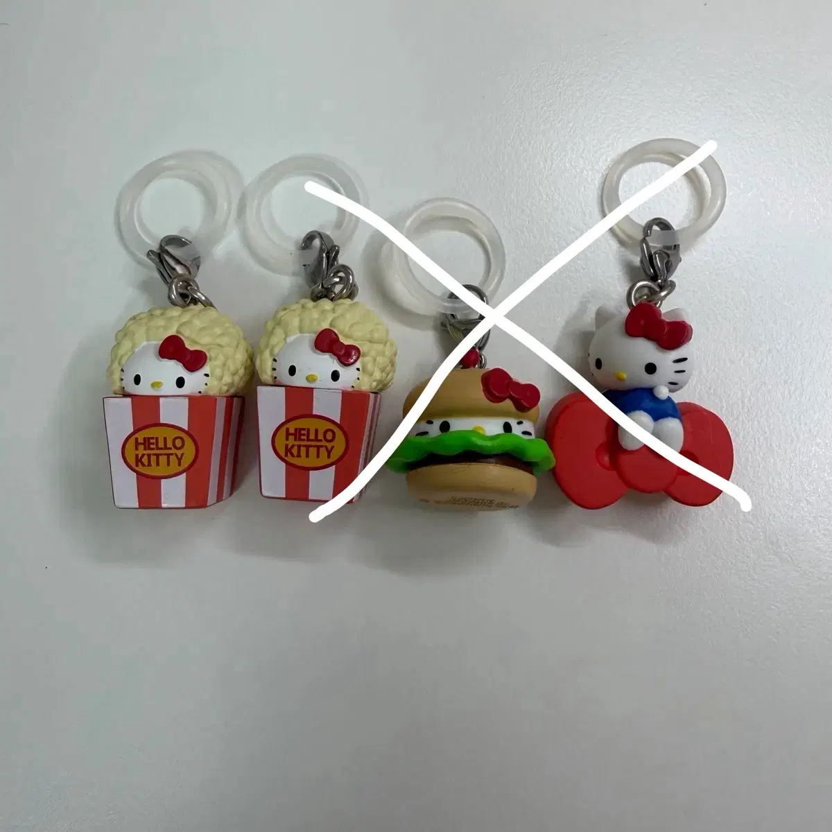 헬로키티 아메리칸 디자인 메지루시 액세서리 키링 산리오 햄버거 팝콘 리본 가챠