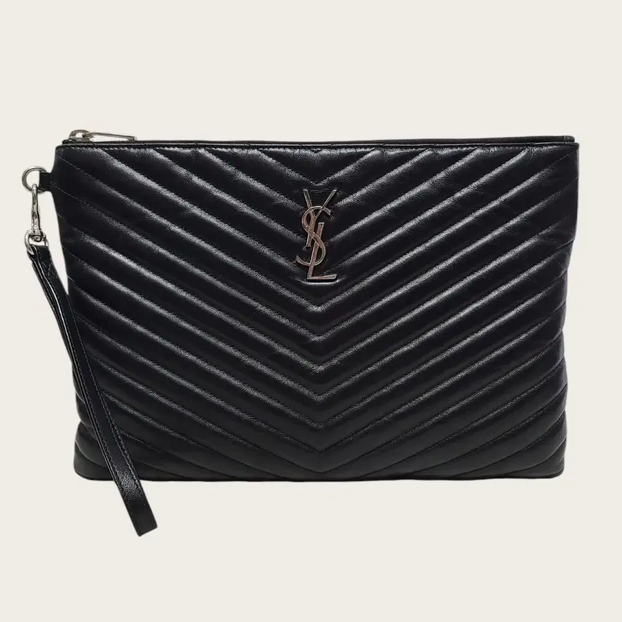 생로랑 블랙 은장 YSL 모노그램 마틀라세 클러치백