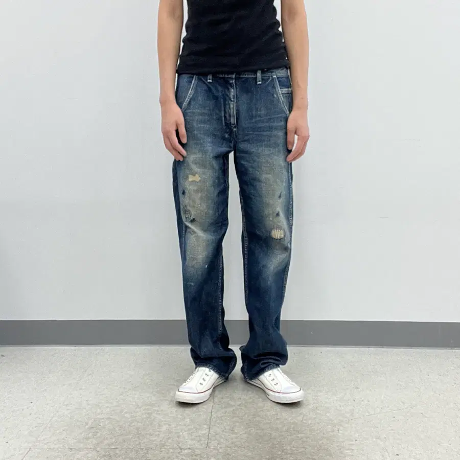 Arte povera 빈티지 워싱 데님 팬츠 M