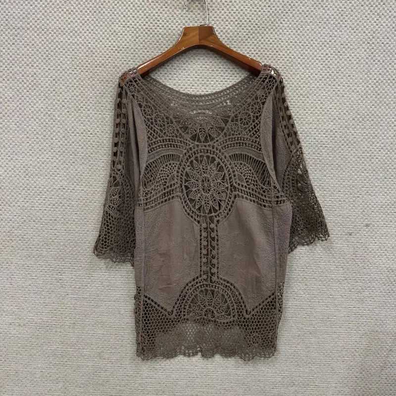 빈티지 에스닉 그물 긴팔티 100 H02074