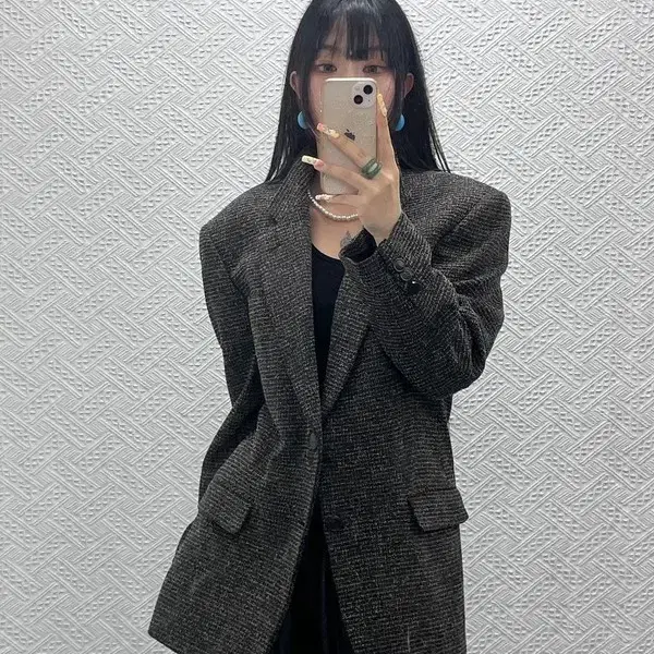 입생로랑 모던시크 헤링본 트위드 울 블레이저 자켓 100 C13903
