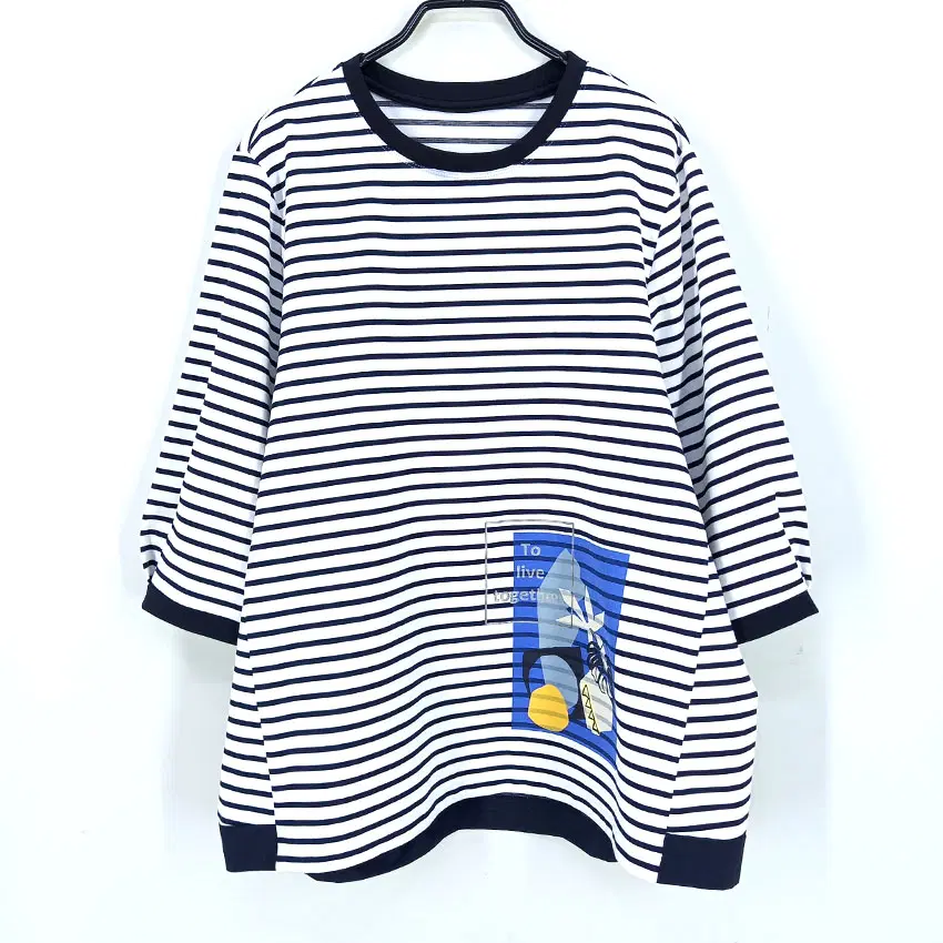 오아로 여성 춘하 폴리혼방 7부소매티 화이트95 (HU46419)