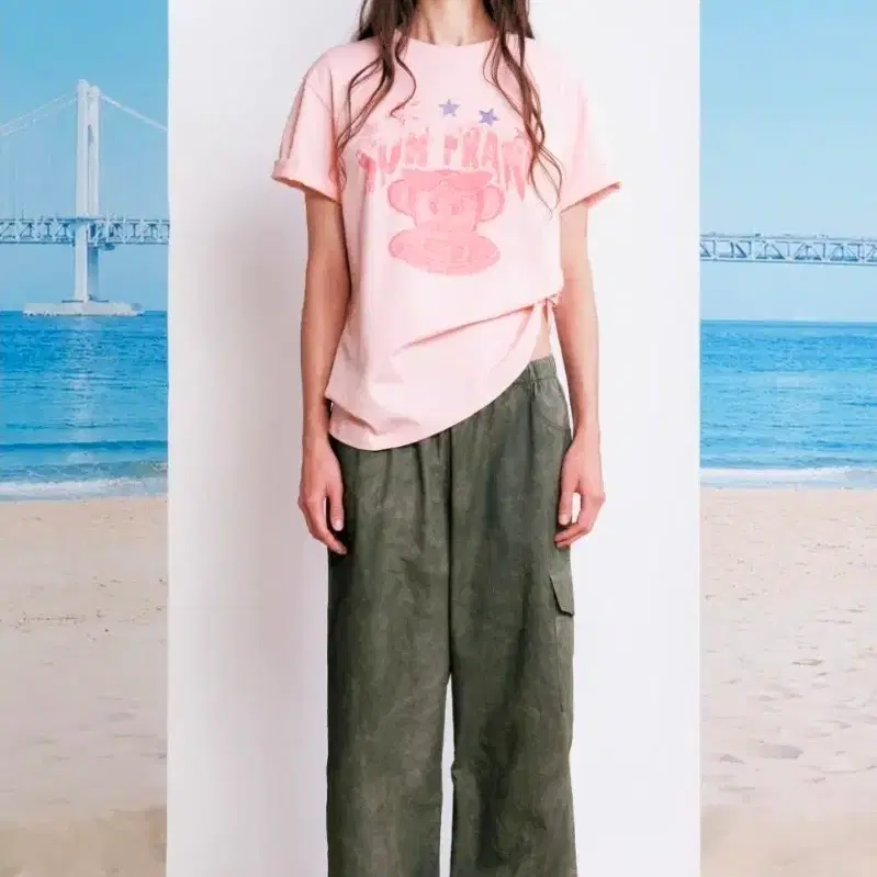 썬번프로젝트 SUNBURN X PAUL FRANK OVERFIT T-SHIRT, PINK