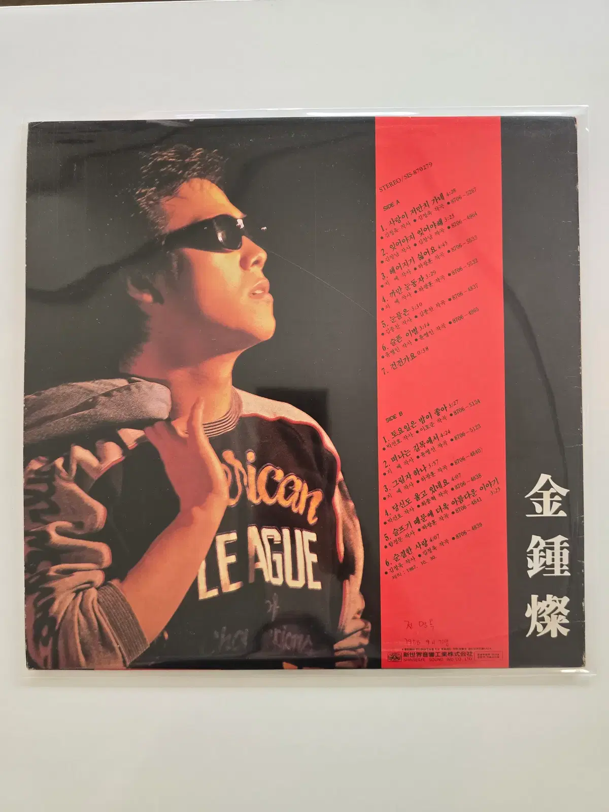 김종찬 LP/ 김종찬2집 -사랑이 저만치 가네,떠나는 길목에서,잊어야지 잊어야해 /가사집 있음/ EX,NM+