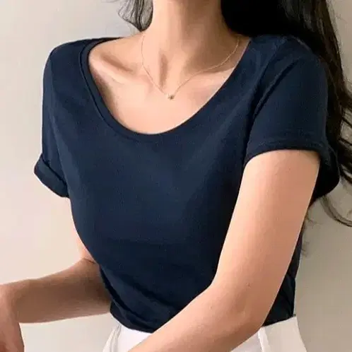 [새상품] 퍼빗 베이브 여리핏 티셔츠 네이비 남색 S사이즈 여성옷 여자옷 여성티 여자티