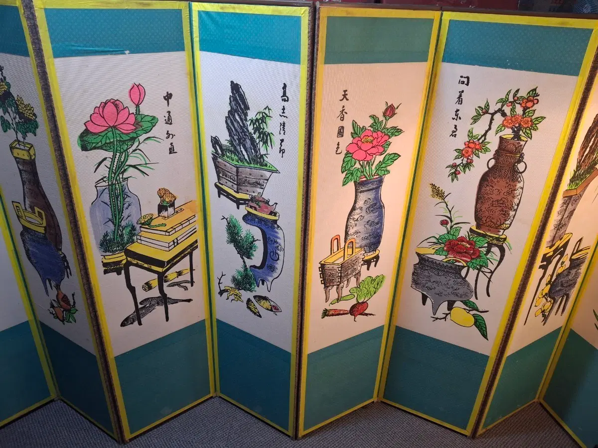 8폭 기명절지도 병풍