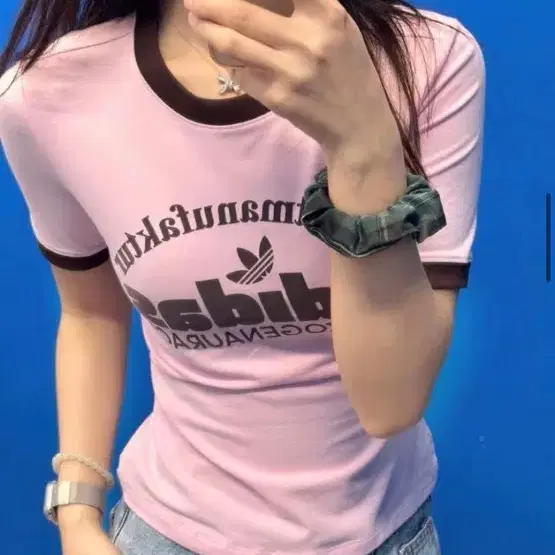 아디다스 여성용 레트로반팔티 핑크 브라운 IR6087