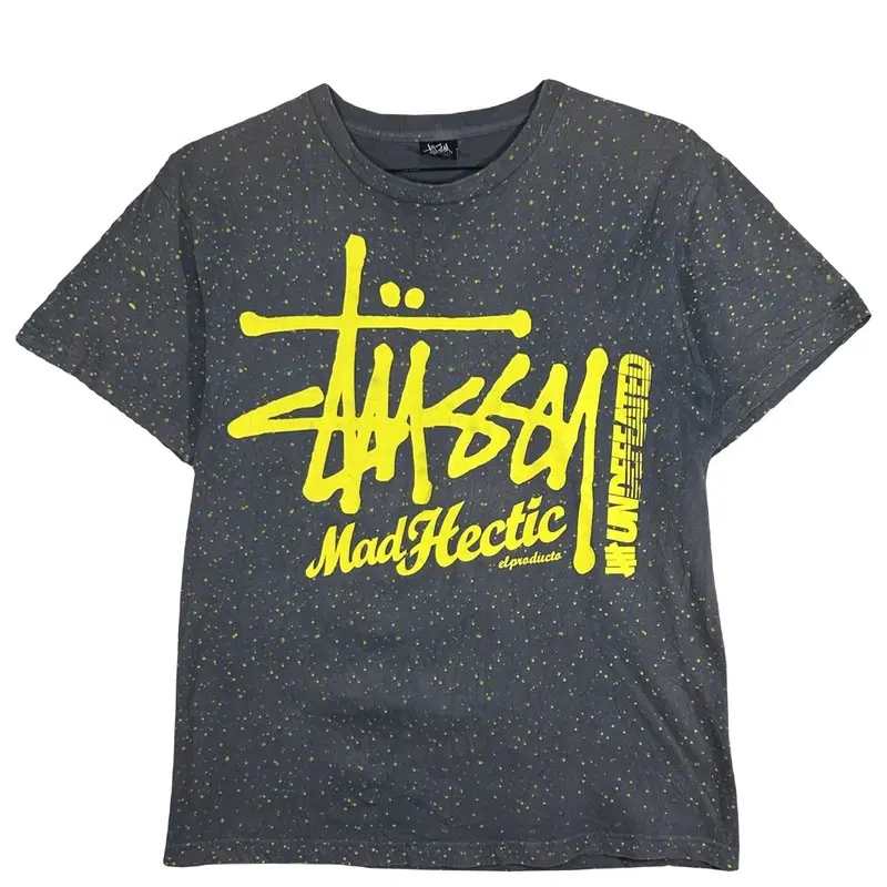 STUSSY X Mad Hectic  콜라보 스투시 매드렉틱 빅로고 스플래터 반팔 티 [M] 코튼 100%