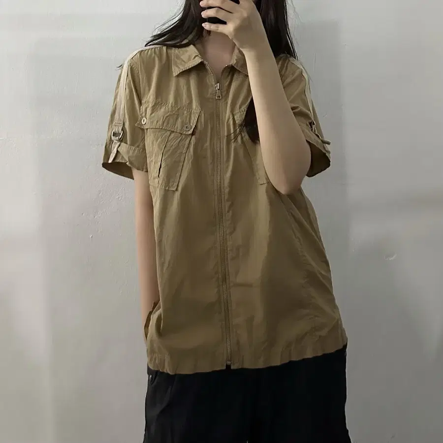 (L) 리바이스 카키 베이지 반팔 셔츠 자켓