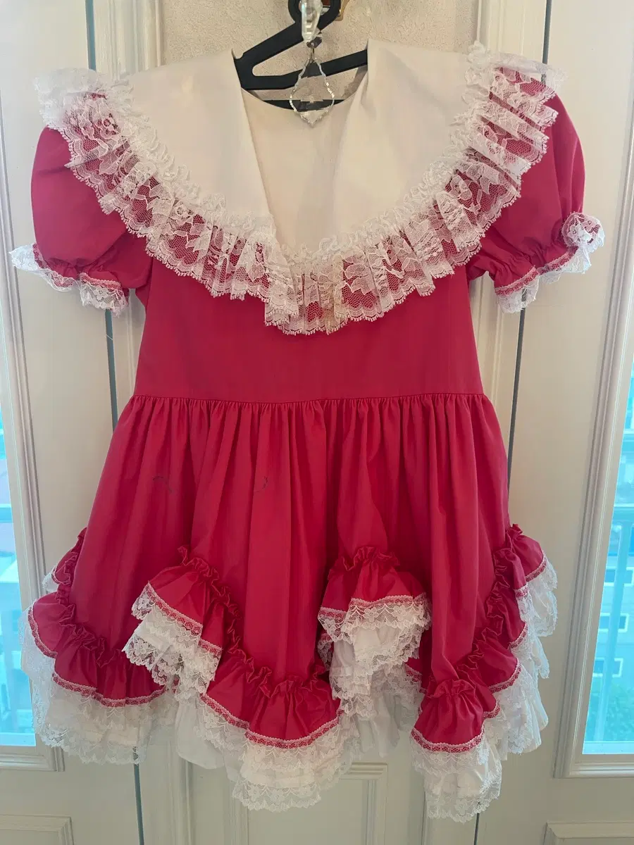 빈티지 Lid l Dollys 핑크 레이스 풀서클 공주 드레스 Size 6