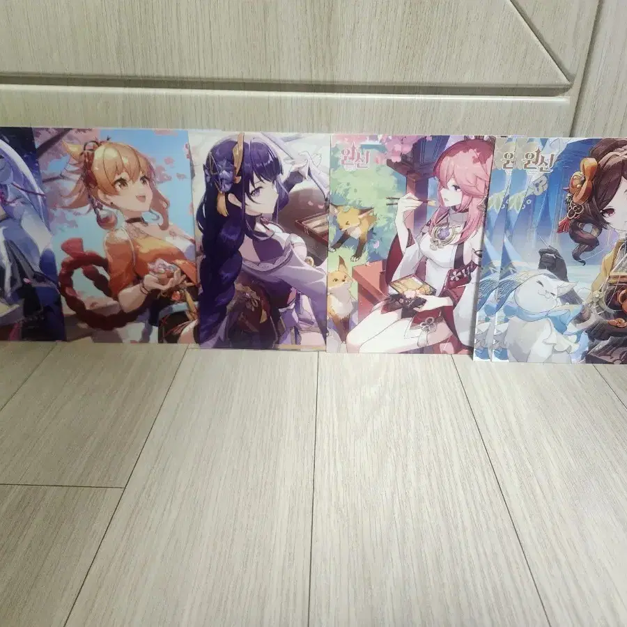 원신 pc라운지 아야카,요이미야,라이덴,미코,치오리 특전 엽서