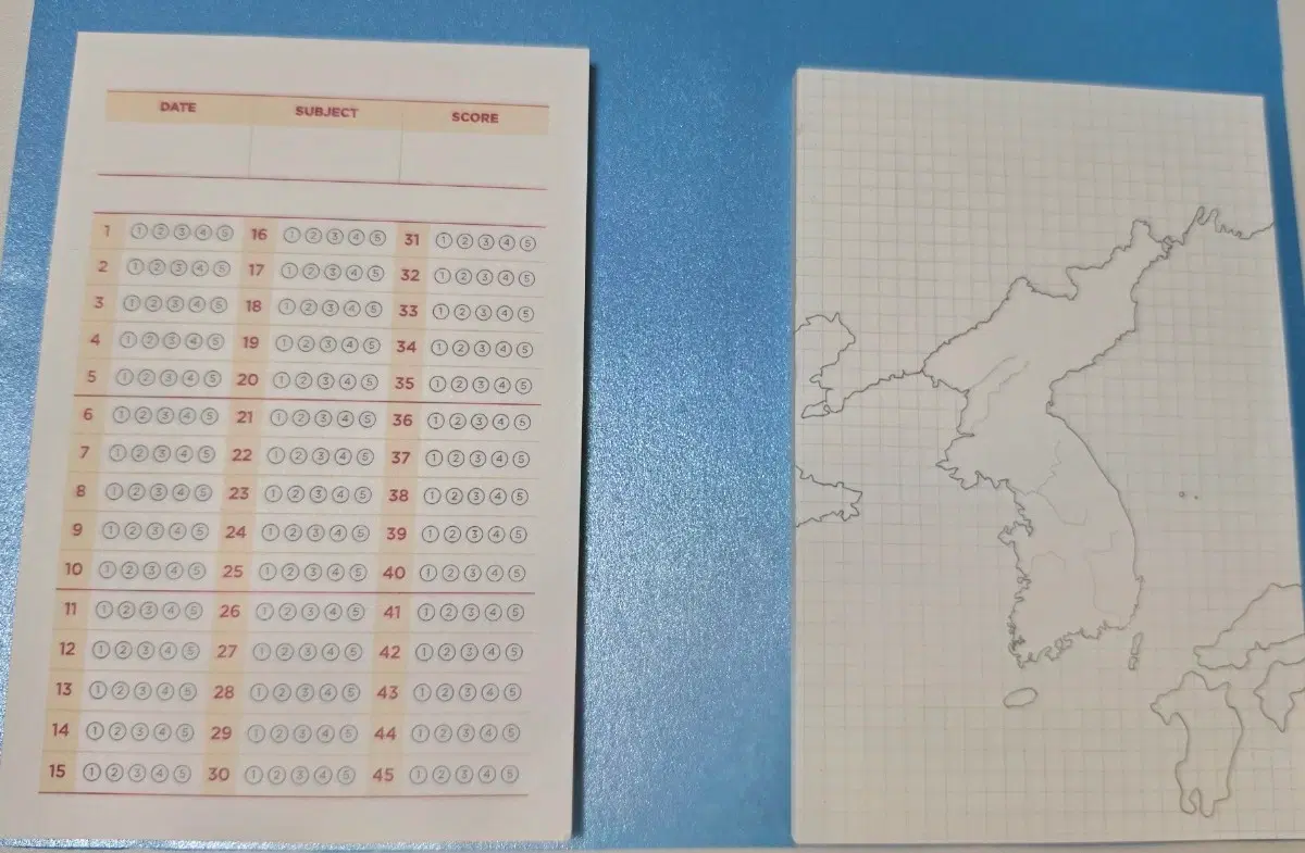 omr, 한국 지도 모눈지도 포스트잇
