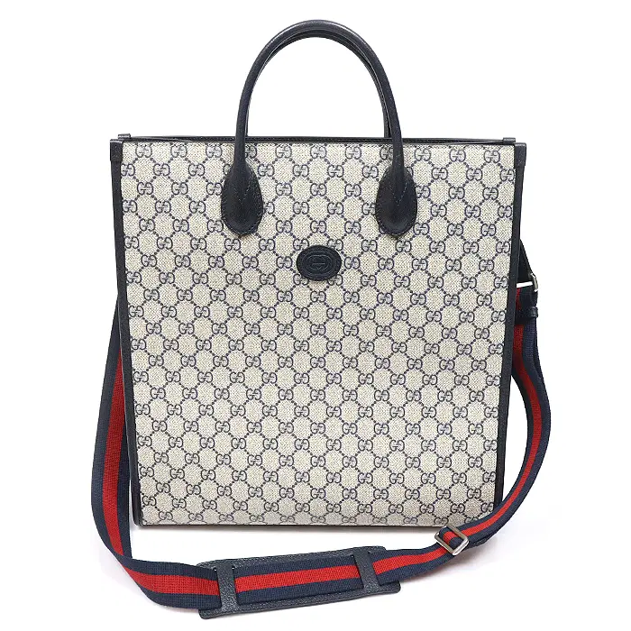 Gucci(구찌) 674155 베이지 블루 GG 수프림 캔버스 인터로킹 G 미디엄 토트 2WAY MUJ51487GU