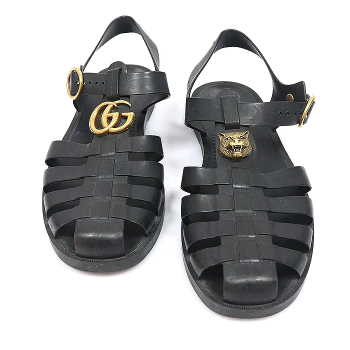 Gucci(구찌) 463463 블랙 러버 더블 G 펠린 헤드 스트랩 남성샌들 8 MUJ68480GU
