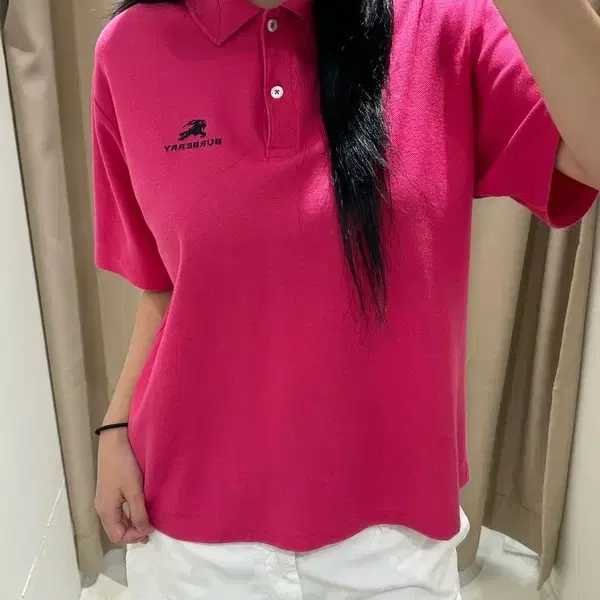 버버리 90s USA 숏 반팔 카라 티셔츠 R2799