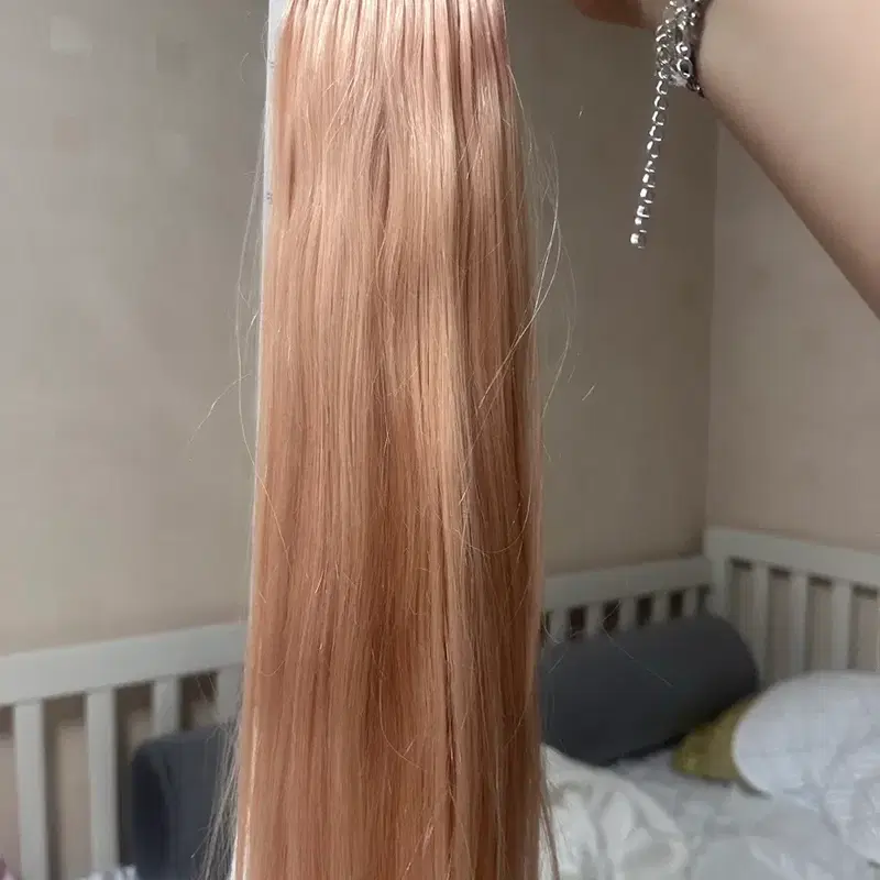 찰랑머리 붙임머리피스 유팁 애쉬핑크 팔아용