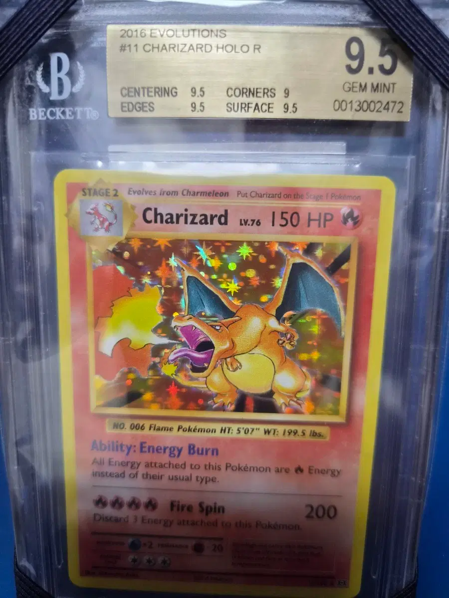 2016 pokemon charizard xy evolution holo bgs 9.5