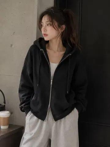 집업 후드티 블랙 여성용