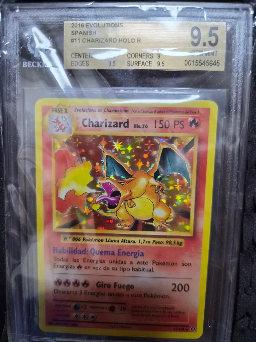 2016  pokemon charizard xy evolution holo spanish bgs 9.5
