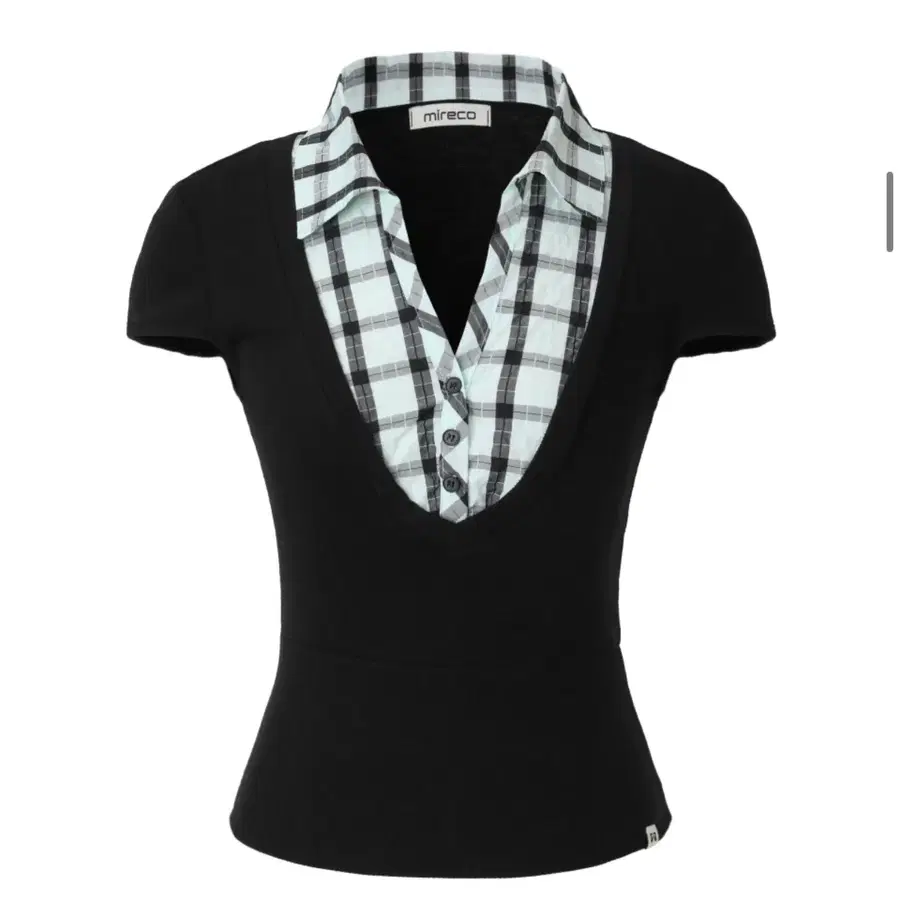 미레코 LAYERED COLLAR T MINT BLACK