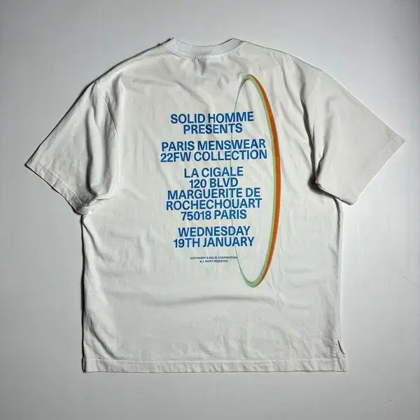 솔리드옴므 22SS 스펙트럼 화이트 코튼 반팔 티셔츠 R2739