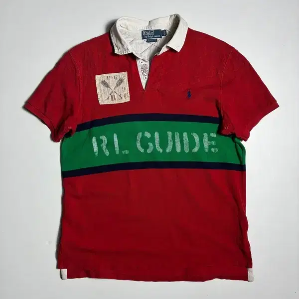 폴로 랄프로렌 배색 RL 가이드 럭비 반팔 카라 티셔츠 R2762