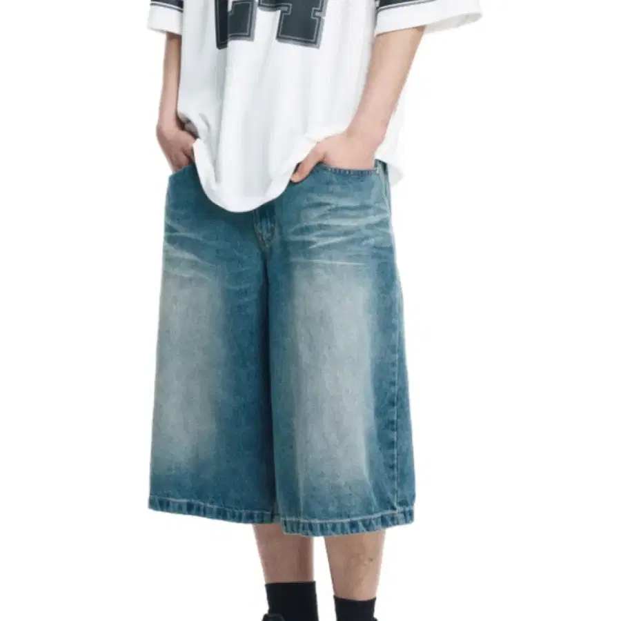이지노이지 8부 데님 버뮤다팬츠 미디엄블루 3(L)
