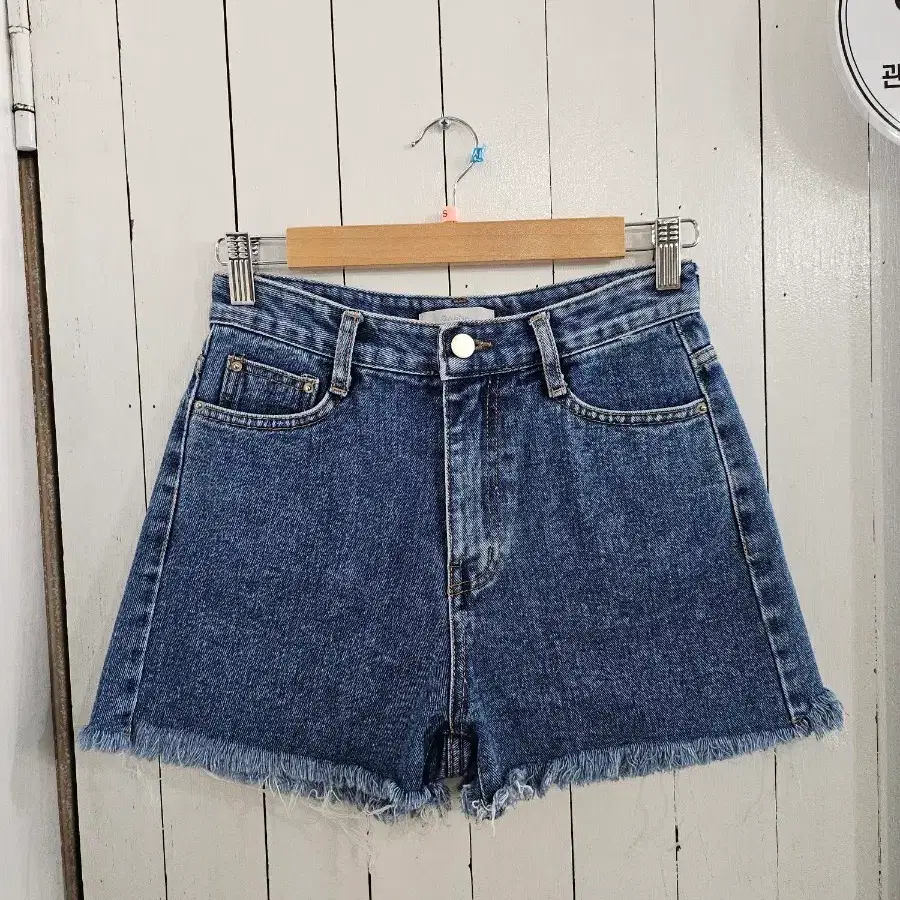 GASNA 여성 데님 숏팬츠 S 밑단 컷팅 진청 핫팬츠 청반바지 데님팬츠