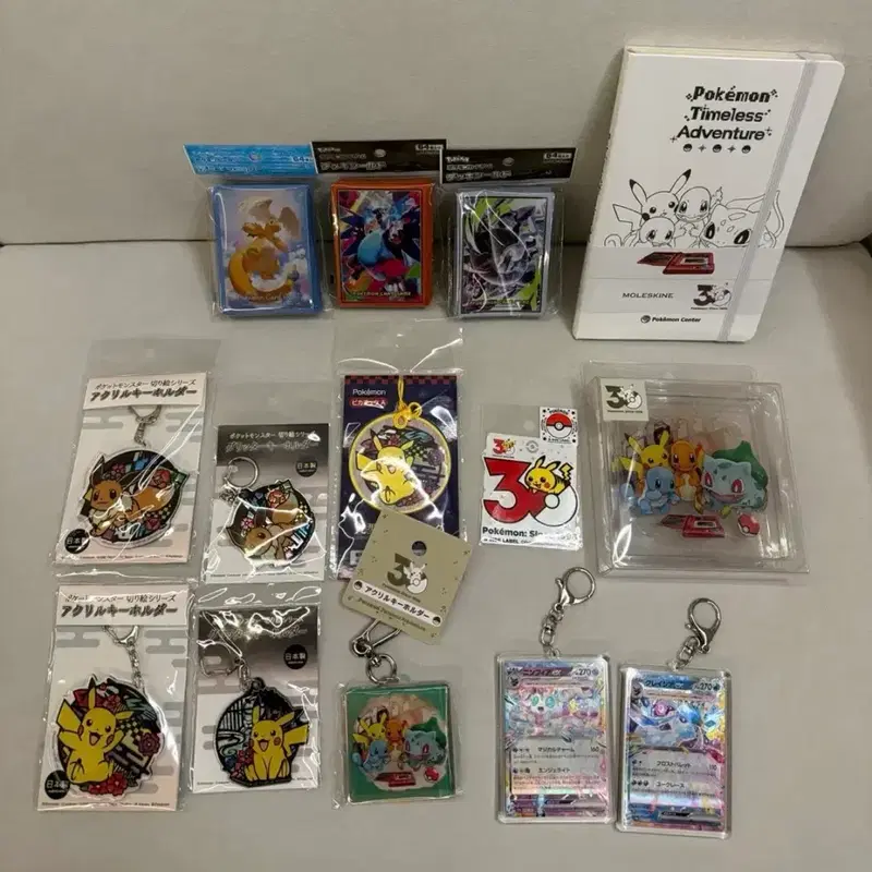 포켓몬스터 30주년 포켓몬 카드 피카츄 이브이 키링 슬리브