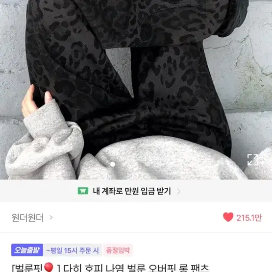 에이블리 원더원더 다히 호피 벌룬 오버핏 롱 팬츠 그레이