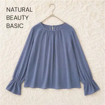 NATURAL BEAUTY BASIC 긴팔 블라우스 플레어 개더