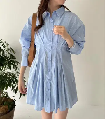 [ 미사용 새상품 ] NICE CLAUP 스트라이프 -5kg 셔츠 원피스
